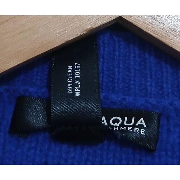 Aqua cashmere womens large 100% cashmere sweater cobalt royal blue gray - Picture 7 of 7